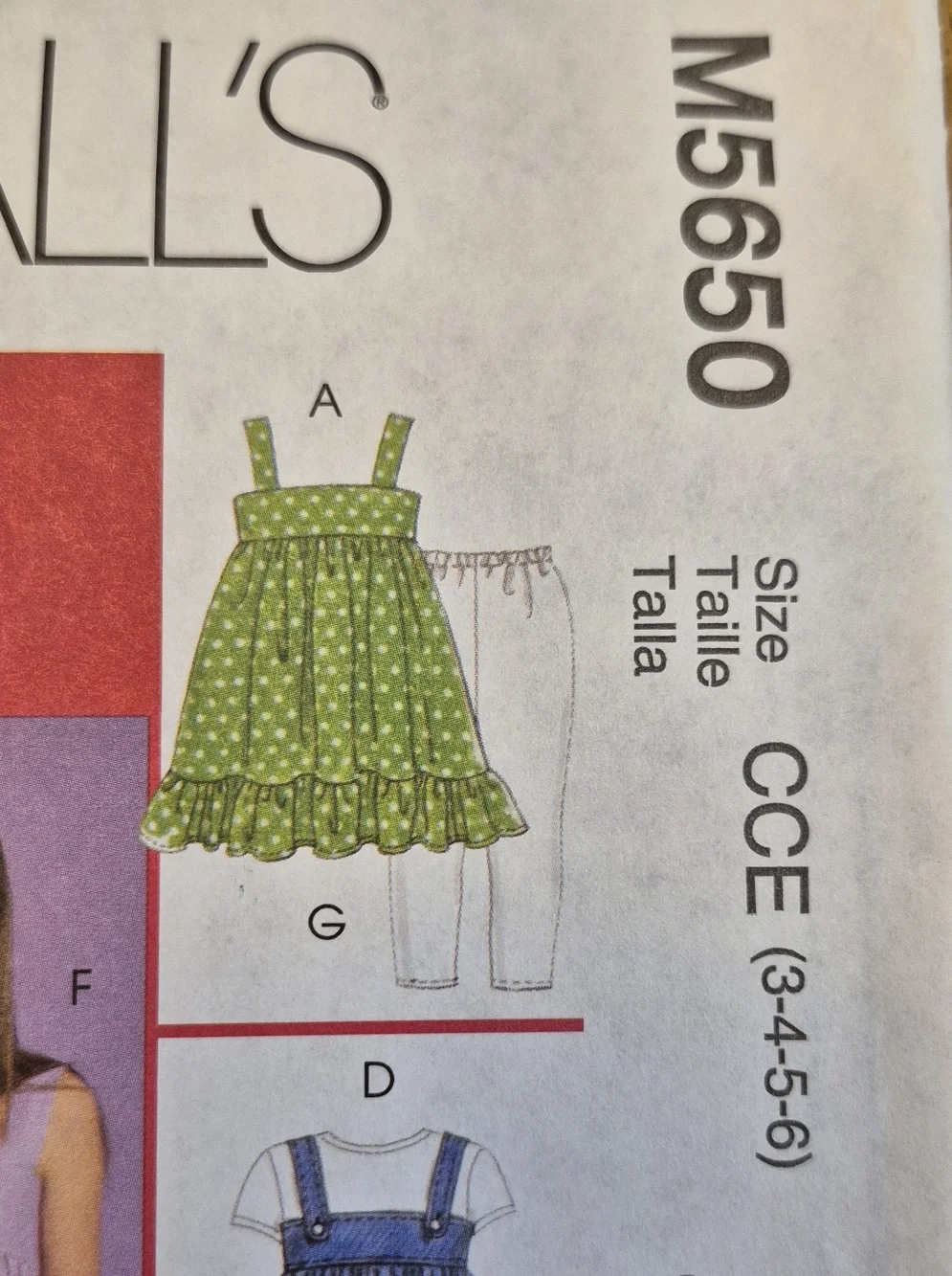 McCall's Pattern UNCUT M5650 Girls 3 4 5 6 Easy Sewing Sun Dress Capri Set